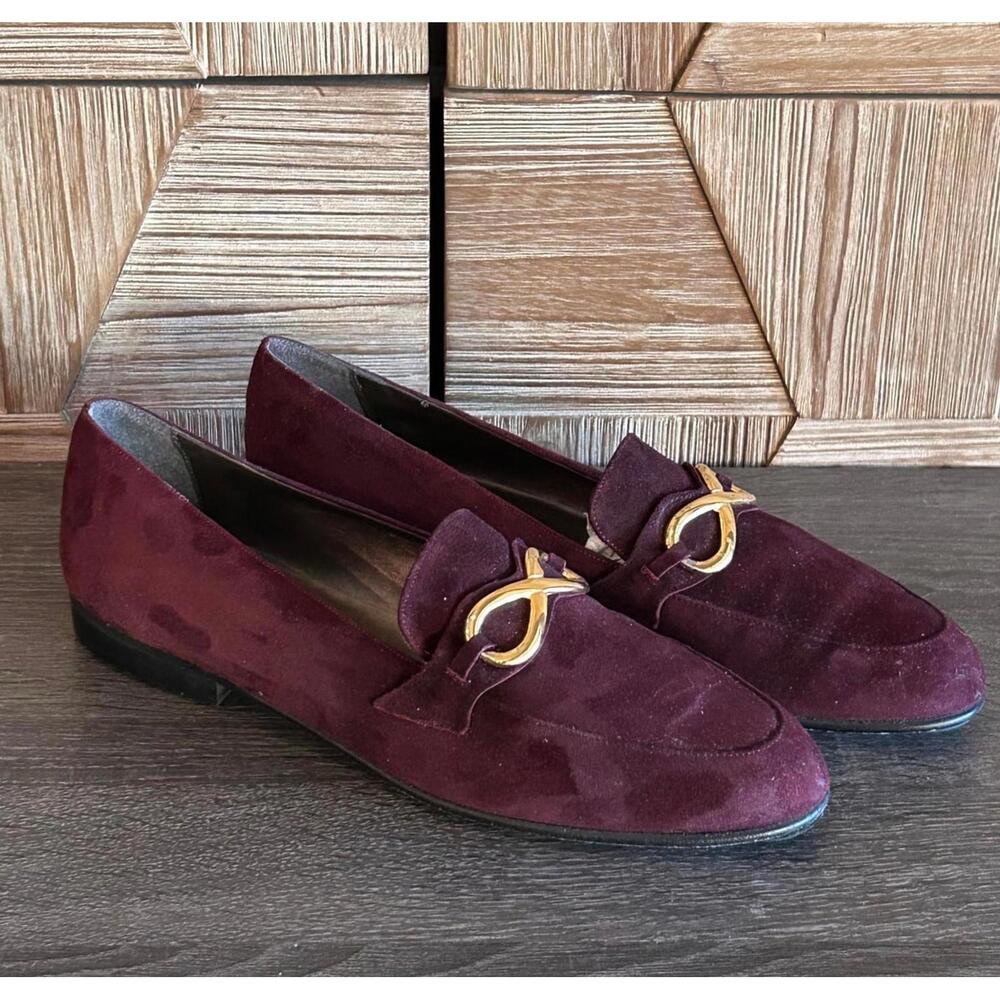 Talbots Womens Burgundy Loafers Slip-Ons Size 8N Suede Flats